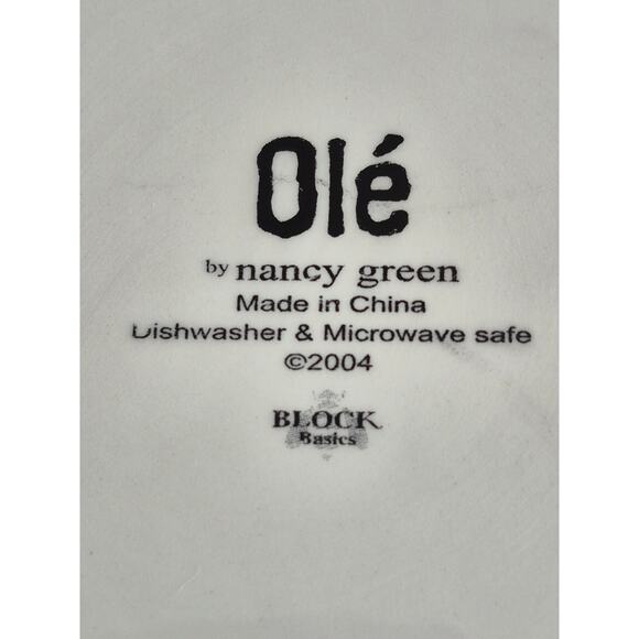 Vtg Rare Y2K Ole by Block Nancy Green Dinner Plates MCM 10.75 Raised Set of 2 - Picture 3 of 12